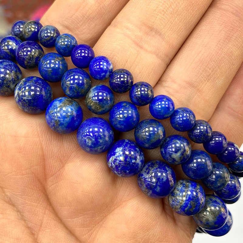 En gros lapis lazuli rond des pierres de pierre naturelles pour la fabrication de bijoux faisant des bracelettes de bricolage Collier de bracelet 6/8/10 mm 15 ''