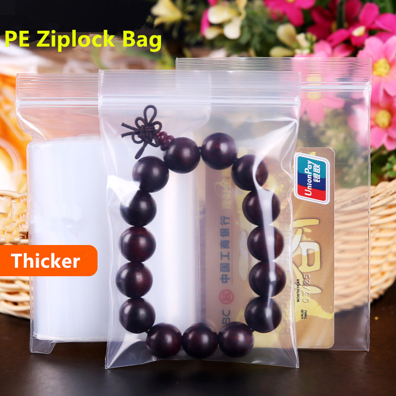 Sac ziplock extra épais transparent Pe petit emballage en plastique-sacs zipper auto-scellant des bijoux de bijoux d'emballage de l'emballage socle d'assaisonnement