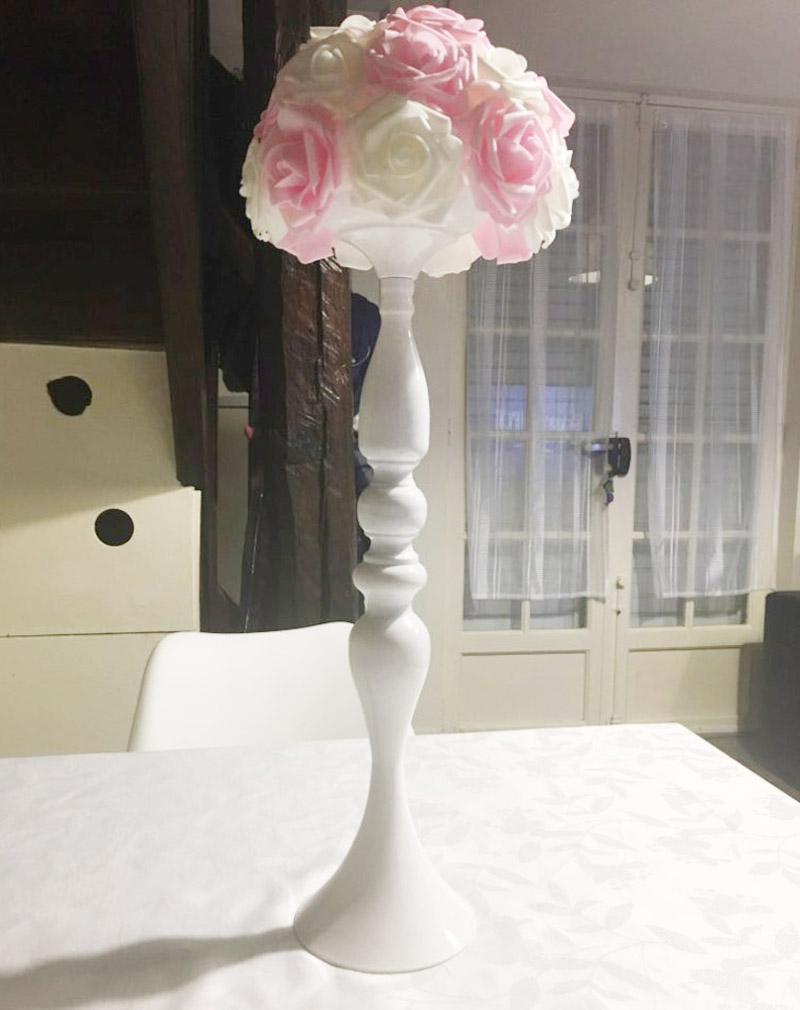 Metal Candle Holders Flowers Vase/Stand Candlestick White Candle Holder Floor Vase Wedding/Table Centerpieces