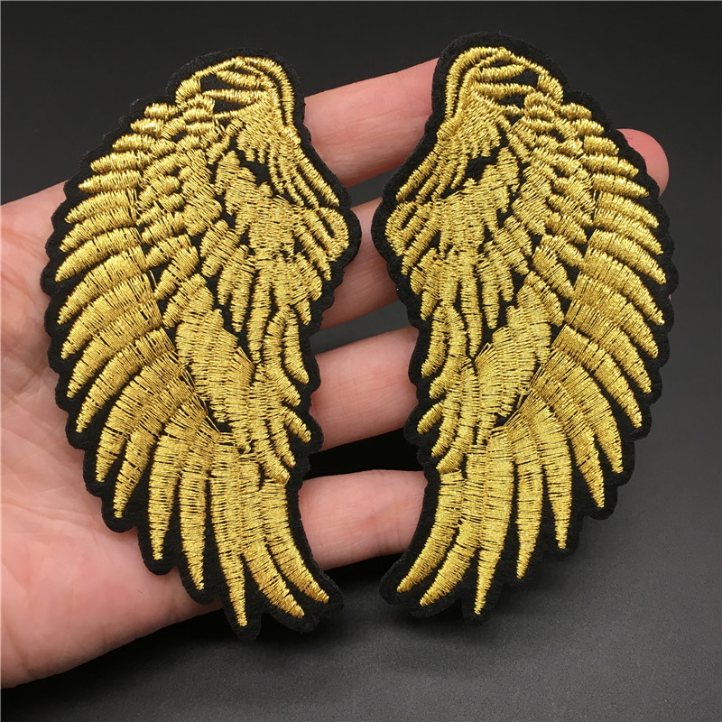 Golden Wings Tamanho: 4,7x9.4cm Patch para roupas Bordado Bordado Diy Diy Bistê