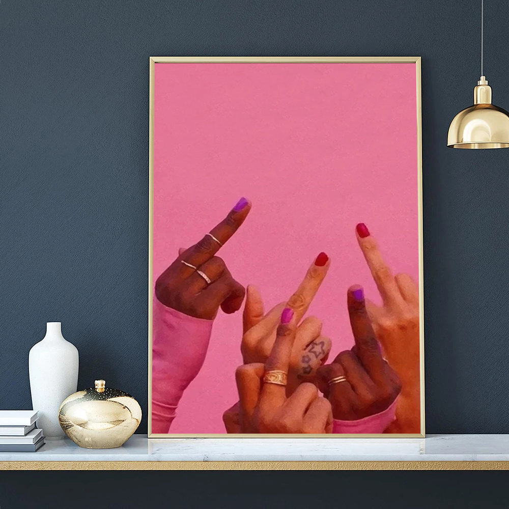 O futuro é o pôster feminino sexy de dedo médio feminista pintura pintando um presente jesle