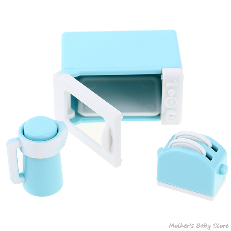 1 مجموعة 1:12 Dollhouse Mini Microwave Maker Kettle Kitchenware Dollware Cookware Child Toy Dollhouse Accessory Model Toy