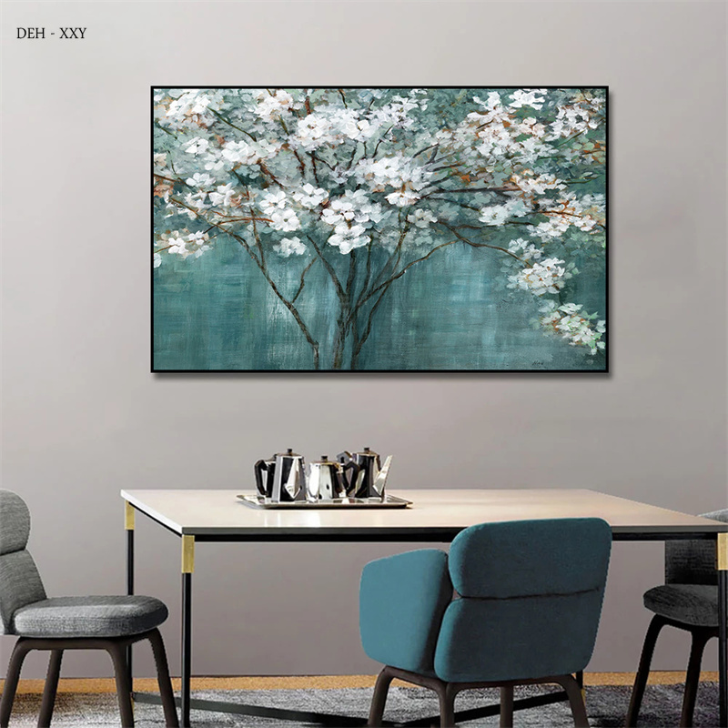 Paisagem Nature Paisagem Flores Brancas Canvas Pintura Óleo Impressa abstrato Posters de arte de parede HD Decoração de casa Decoração Mural Cuadros sem moldura