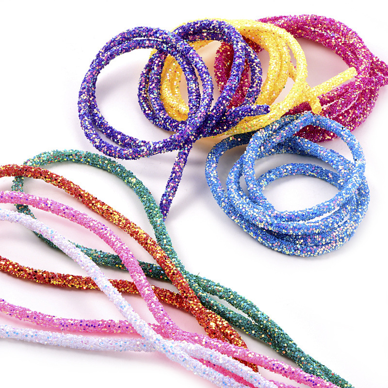 1yard 6 mm glitter pailletten strass zachte buis snoer touw touwtouw voor doe -het -zelf kledingschoenen hoed sieraden armband feestdecoratie