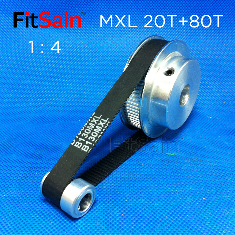 FITSAIN-MXL 20T+80T 1: 4 Larghezza 10 mm Riduci a motore sincrono motore a carrello della puleggia