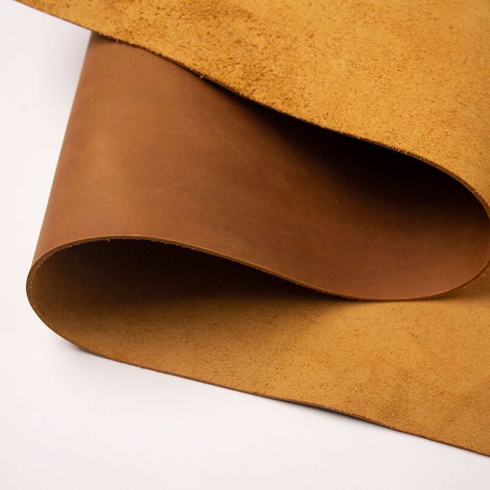 Crazy horse skin LEATHER HIDES COW SKINS thick genuine leather about 2mm cowhide yellow brown color First Layer piece