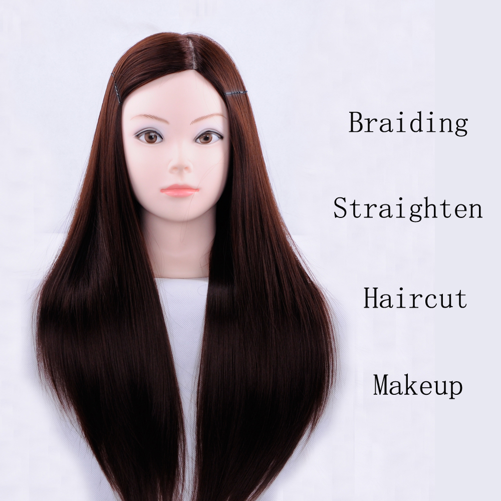 65 cm Synthetische High Temperature Hair Professional Mannequin Head for Barber Practice Hairstyle Hairdresser Doll Training Head