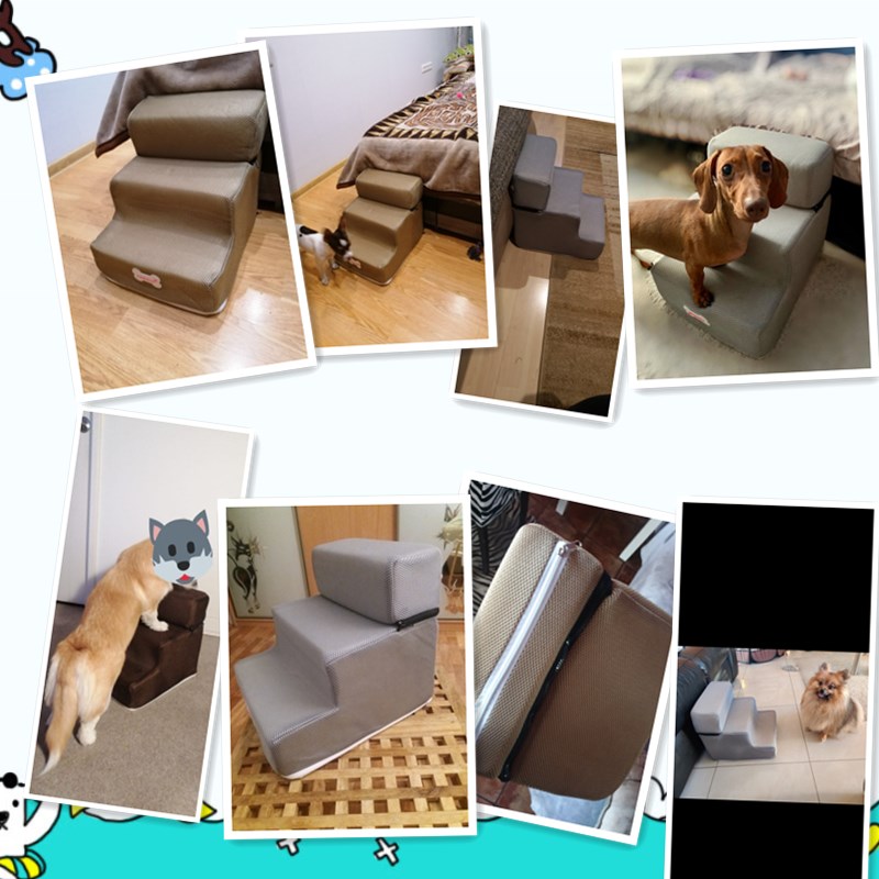 Escadas de cães rampa de segurança para animais de estimação de cães solitáveis de cachorro de cachorro colapsável gato não deslizamento escada de escada Teddy 3 degraus escadas STANDES DE PET