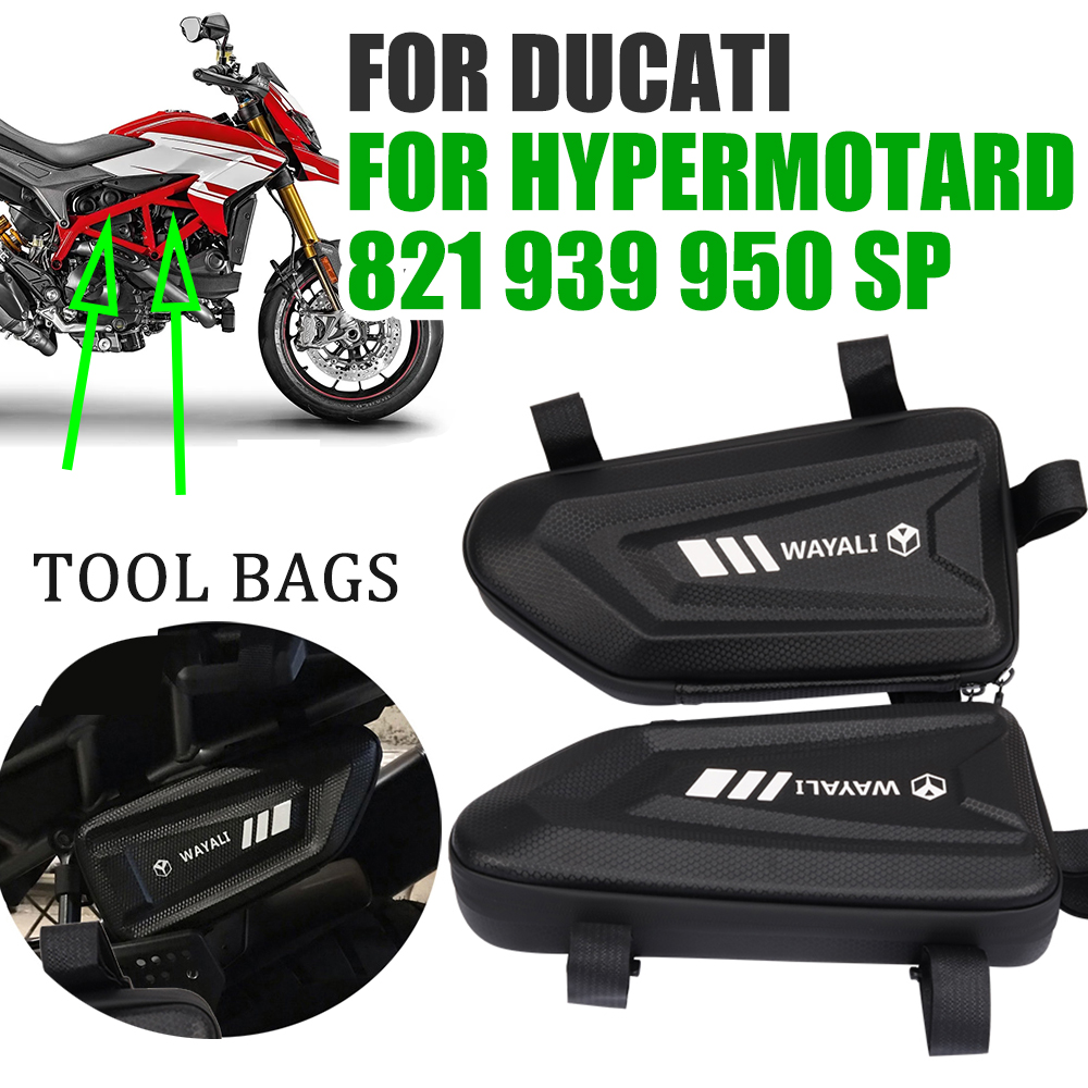 Ducati Hypermotard 821 939 950 SP Motosiklet Aksesuarları Yan Çanta Uçu Alet Depolama Çantaları Üçgen Çantalar Tampon Çerçeve Çantalar