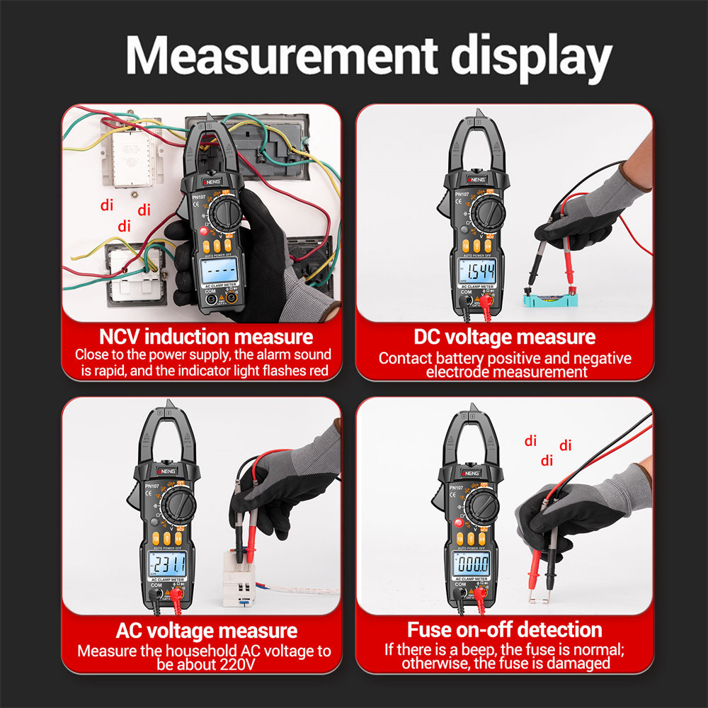 ANENG PN107 4000 Counts Digital Clamp Meter 600A AC Current Tester Voltmeter Ammeter NCV Diode Professional Electrician Tools