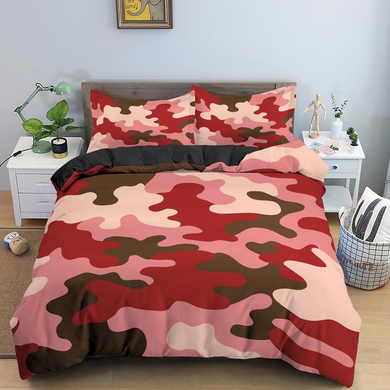 Conjunción de ropa de cama de estampado de camuflaje 3D colchado edredón nórdico talla gemela completa rey reina