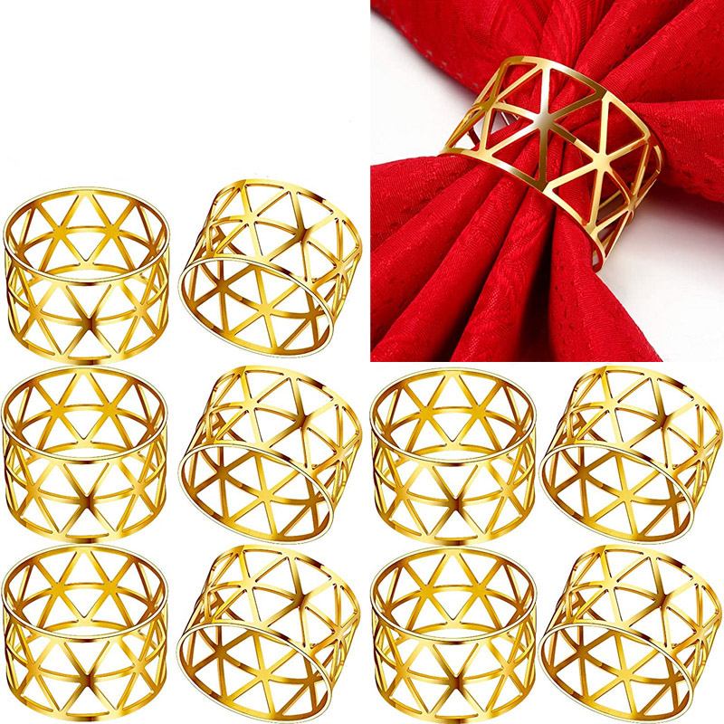 10 -stcs Legering Napkin Ringen Bruiloft Dervet Holder Tabel Deco Accessoires voor eettafel Napkin Buckle Christmas Party Supplies