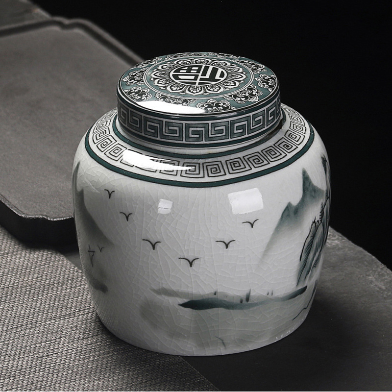 Potter de stockage en céramique classique avec canne à thé de couvercle à la maison grande capacité de café de café de rangement de snack de grains de café