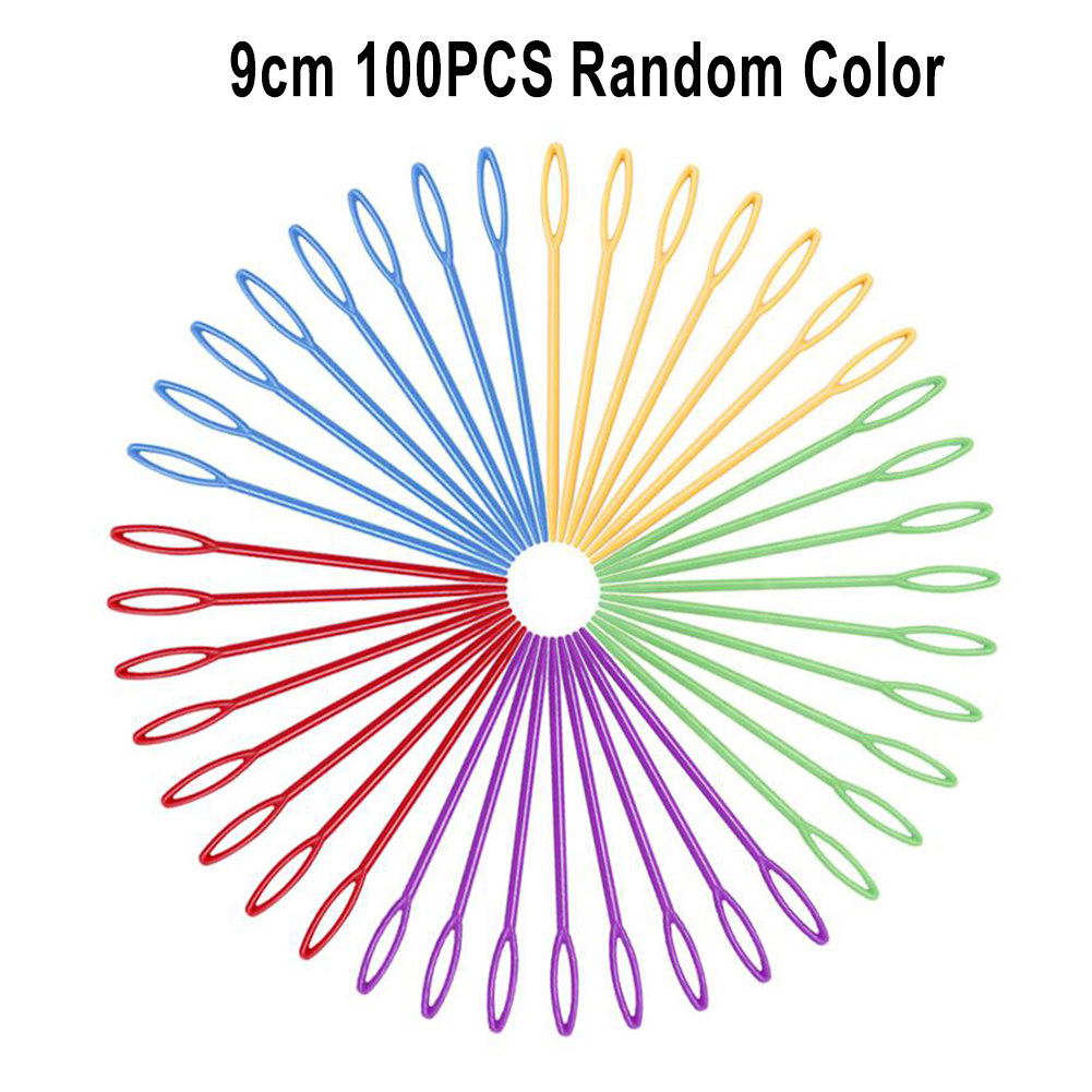 /로트 혼합 색상 플라스틱 뜨개질 바늘 바느질 바늘 실마리 손잡이 크로 셰 뜨개질 고리 큰 눈 바늘 DIY 도구