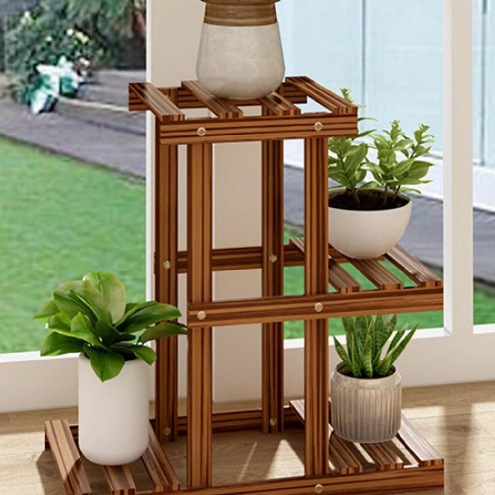 Wooden 3 Tier Plant Stand Rack Multiple Flower Pot Holder Shelf Indoor Outdoor Planter Display Shelving Unit For Patio