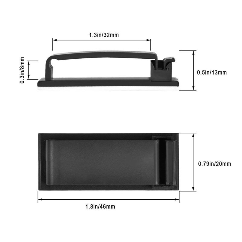 .Clips Cable Câbles Black, support de câble de bureau auto - Adhésive Câble Câles Management Câble Charge Câble Managem