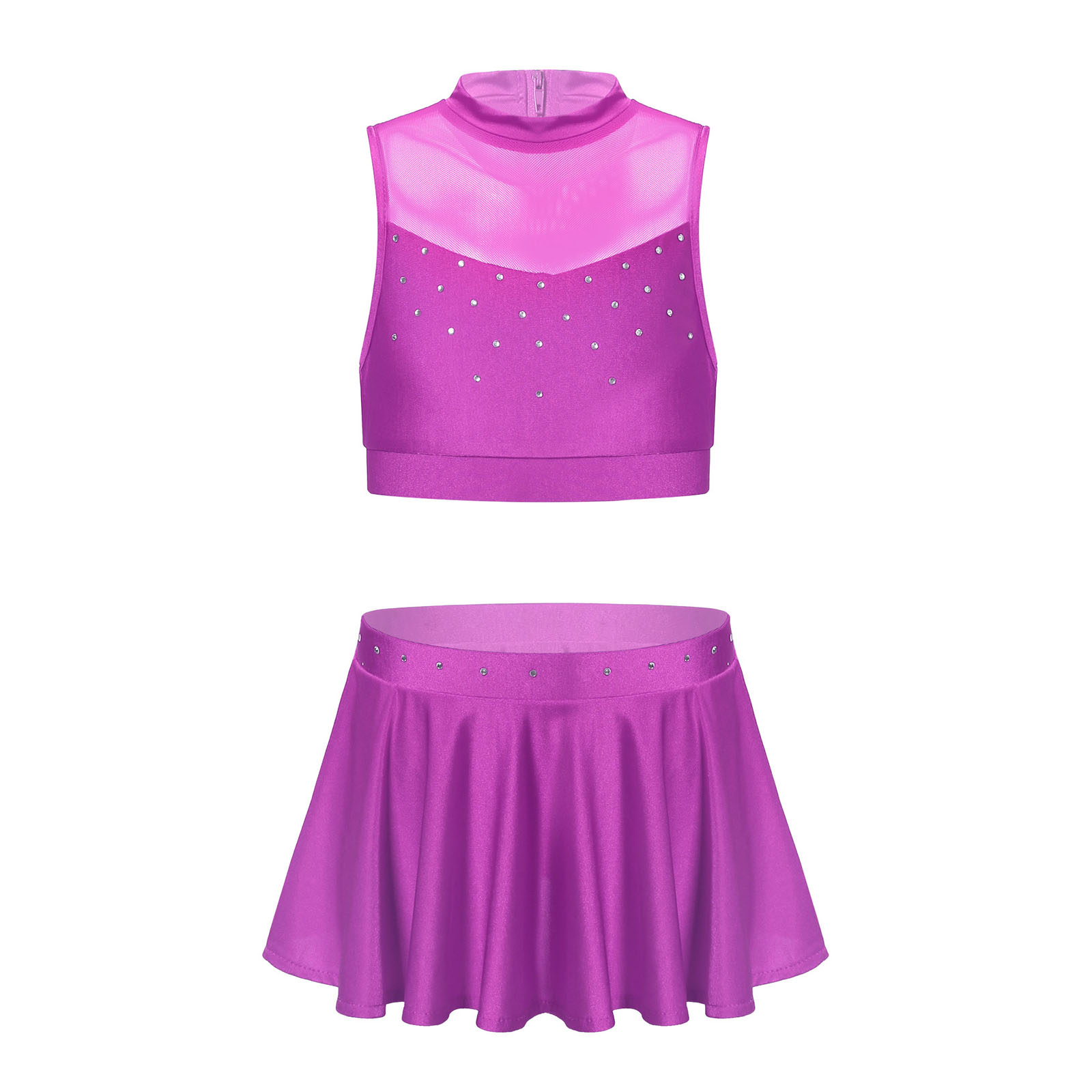 Bambini Jazz Dance Clothes cheerleader Stage Esegui costumi paillettes Top con Skirt Kids Girls Ballet Latin Dance Set