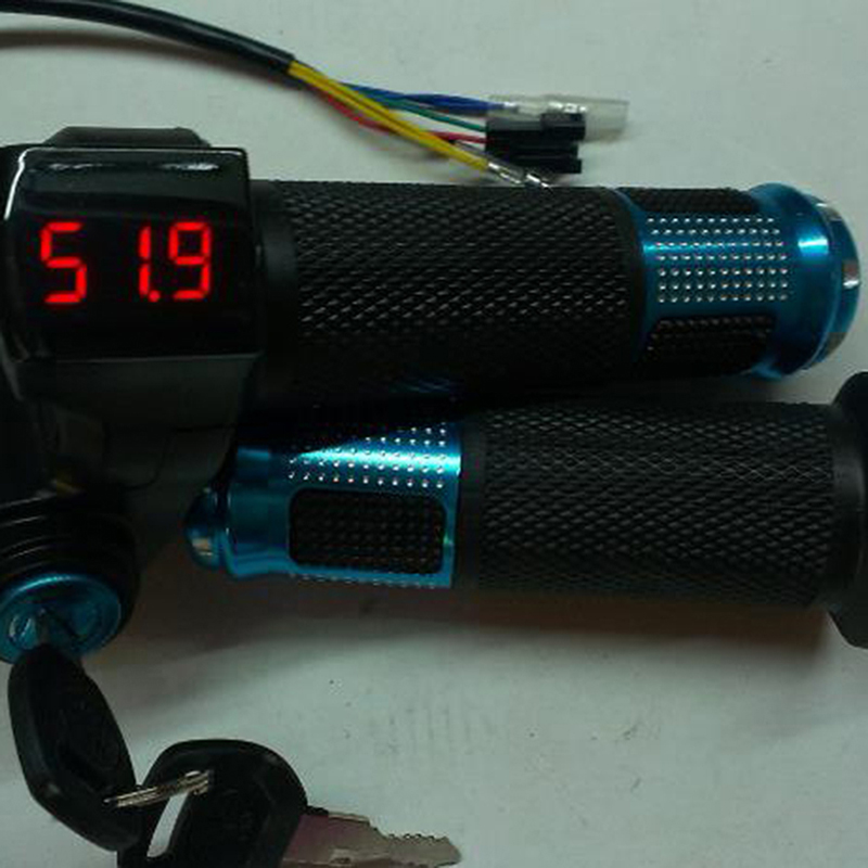 12V-96V E Bike Twist Throttle med handtag för elektrisk cykelgas med LCD-displayindikator Gashandtagsreglage