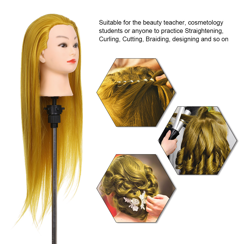 Training Head Female Mannequin Head High Temperature Fiber Hairdressing Practice Training Mannequin Head