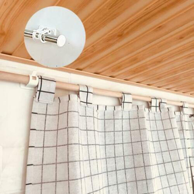 / Set White Hanging Rod Clip Adhesive Mur Mur Curtain Crochets Crochets de ride de douche de douche de douche de douche de suspension Clip fixe à crochet