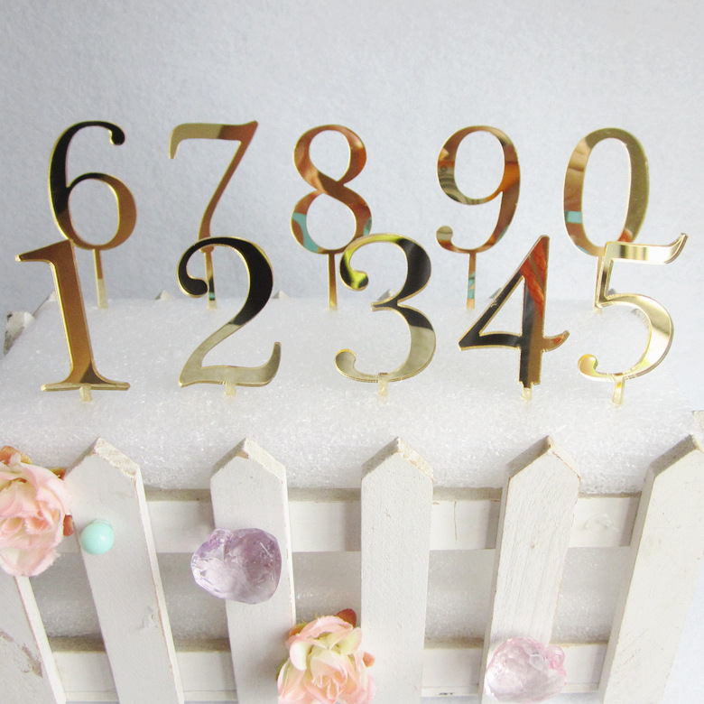 Mini numeri 1 2 3 Topper acrilico Topper Arabo Numerals Bandiere il compleanno Anniversario di matrimonio Decor con torta feste