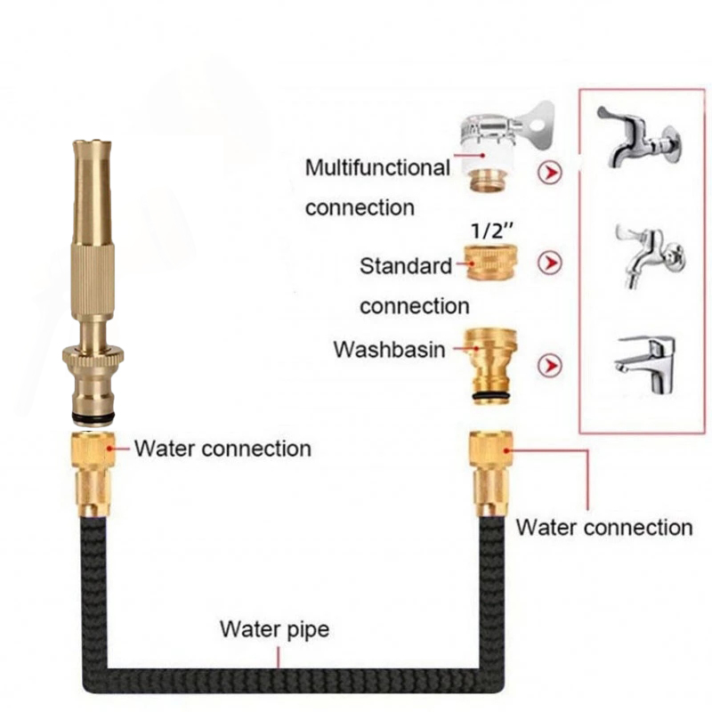 ポータブル高圧ウォーターガン拡張可能魔法の柔軟な庭のホース水散水パイプ洗浄スプレーガンブラスノズルスプリンクラー