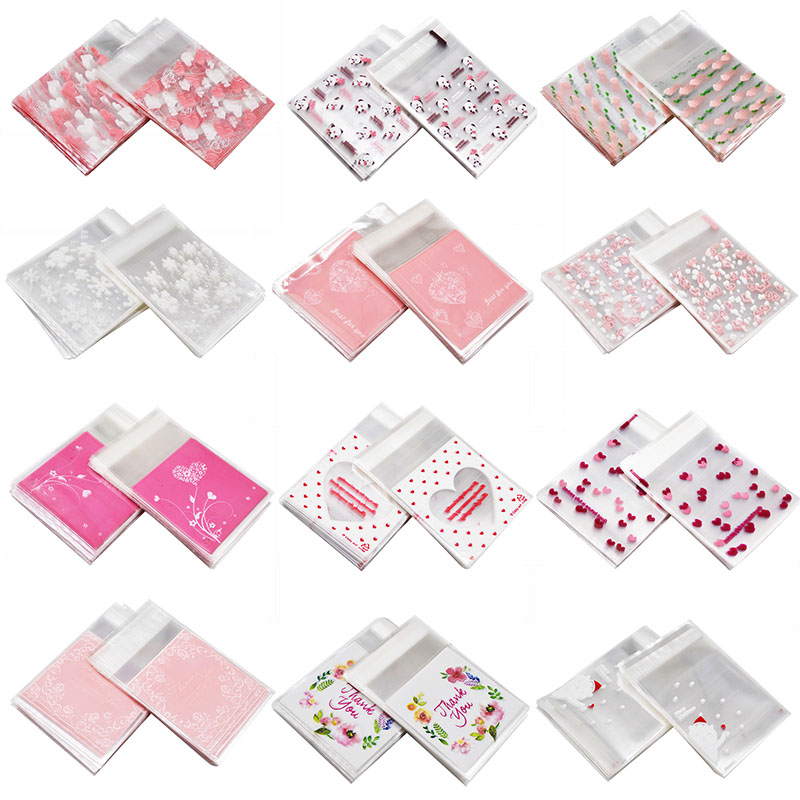 7x7CM Flower Pattern Cake Cookie Packaging Bag&Gift Candy Bags DIY Self Adhesive Pouch Wedding Birthday Party