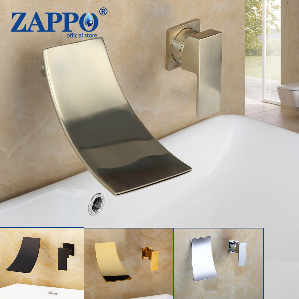 Robinet de bassin Zappo Modernal Bathroom Mixer Tap Black / Gol Wash Basin Robinet simple Handle Hauche et cascade froide Robinet