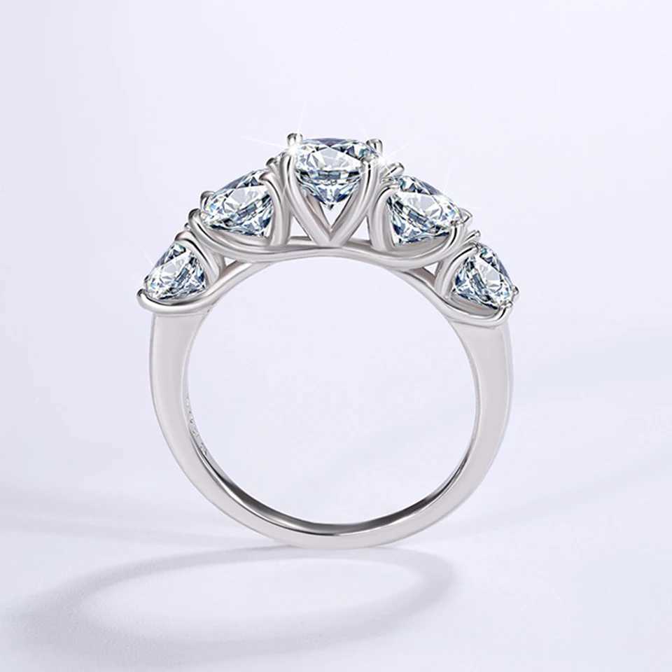 Anelli di banda 5 pietre da 3,6 ct Full Mliticdenum Silicon Ring Womens 18K Galvanizzato 925 Anello nuziale in argento in argento Sterling Diamonds Sparklings Exquisite Gioielli Gra J240410