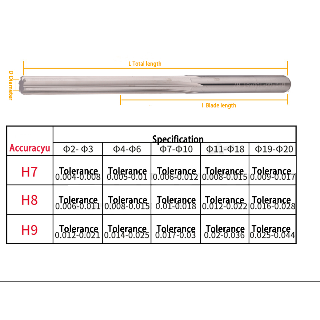 HRC50 Carbid -Maschine REAMER Beschichtet gerade Flöte H7 Wolframstahl Härtung Stahl Metallschneider mit 150 mm Reimamer