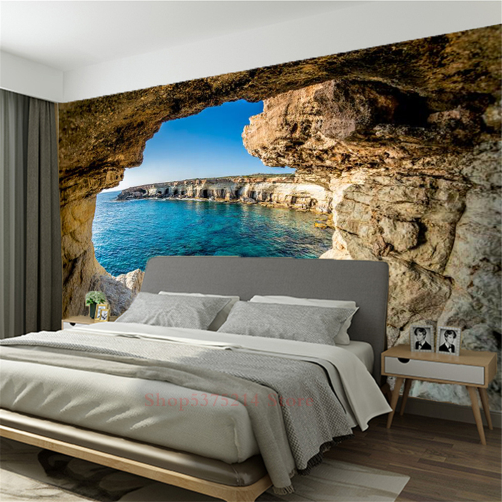 Natürliche Seesteinhöhle 3D Tapete für Schlafzimmer Wand Dekorative Taper Papier jeder Größe Panoramablamie Mural Wohnzimmer Gemälde