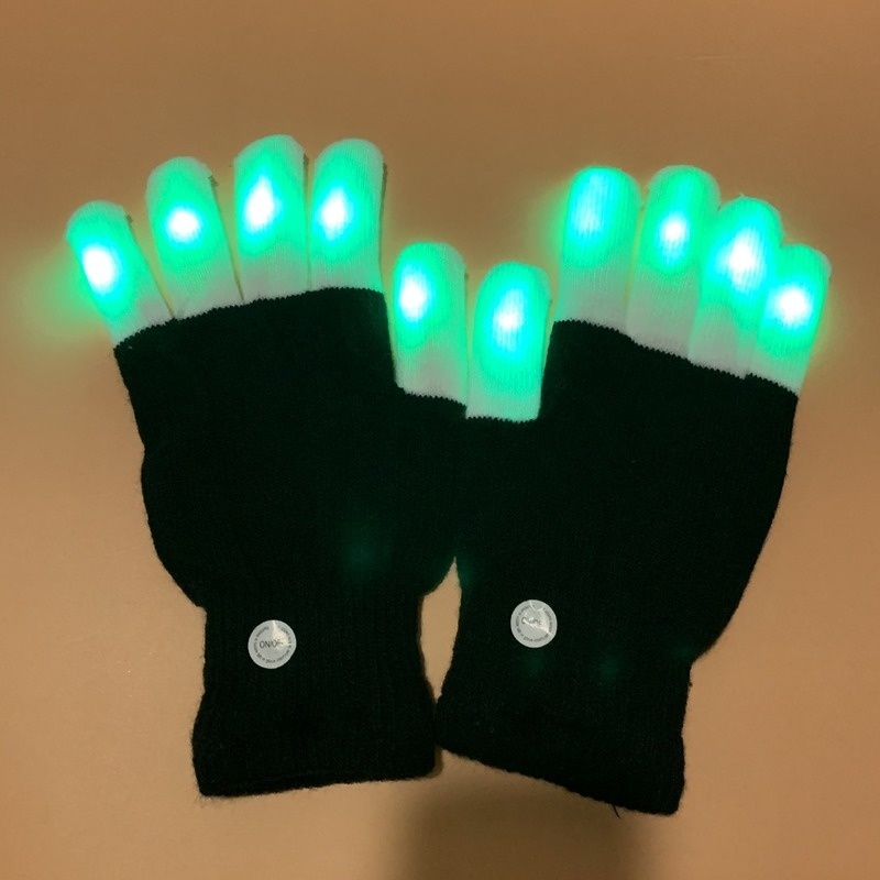 LED Flashing Magic Gloves Colorful Finger Glowing Glove for Kids Adult