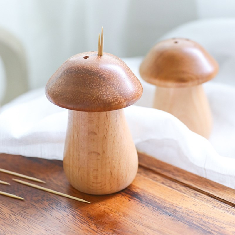 Personalized Wooden Toothpick Box Mushroom Simple Toothpick Holder Home Toothpick Holder Kitchen Accessories Tools