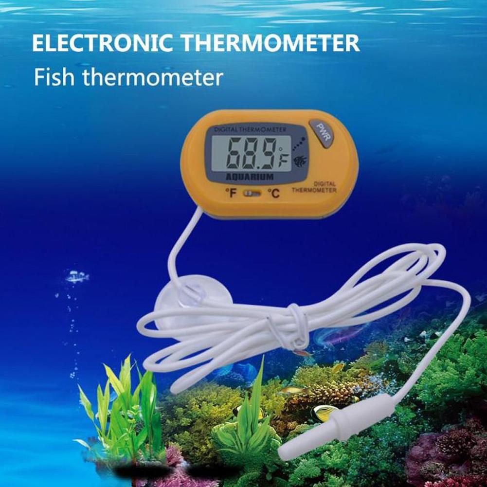 Termómetro de pescado LCD Acuario digital Medidor de temperatura del agua Aquario Temperio acuático Alarma Suministros con sucker