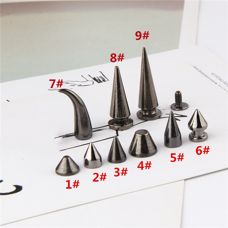 Högkvalitativa pistol-svarta kulspikar nitar för läderpunk-dubbar och spikar för kläder törnen lappa tachas para ropa remaches