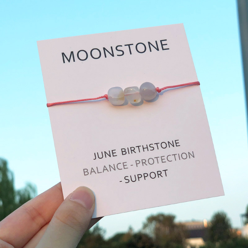 Moonstone Wish Bracelet White Moonstone June Birth Stone Friendship Bracelet for Women Men June Birth Stone Birthday Gift