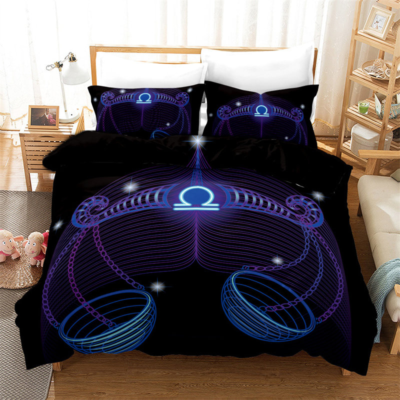 Ensemble de couverture de couette 3D ARIES Douze constellations Ensemble de literie pour les adolescents pour enfants Dorme Microfibre Exotique Résumé Couverture de courtepointe d'art