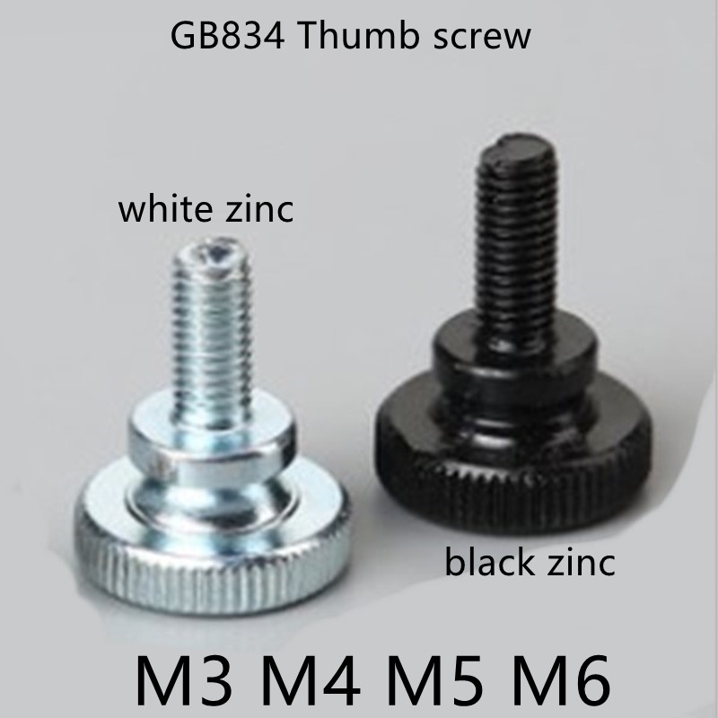 2-M3 M4 M5 M6 GB834 knurled 검은 색 또는 흰색 아연 스텝 헤드 핸드 조임 엄지 나사 커튼 벽 유리 자물쇠 나사