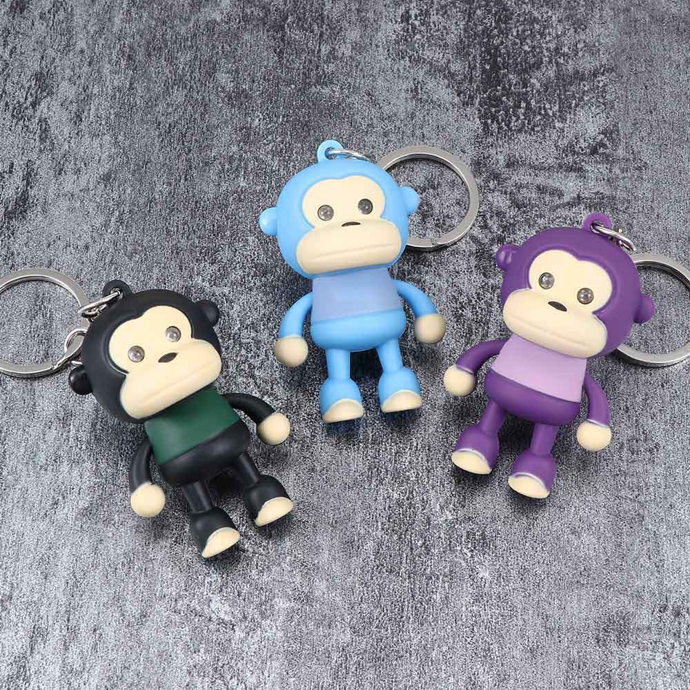 Keychain de singe mignon LED Light Sound Courte