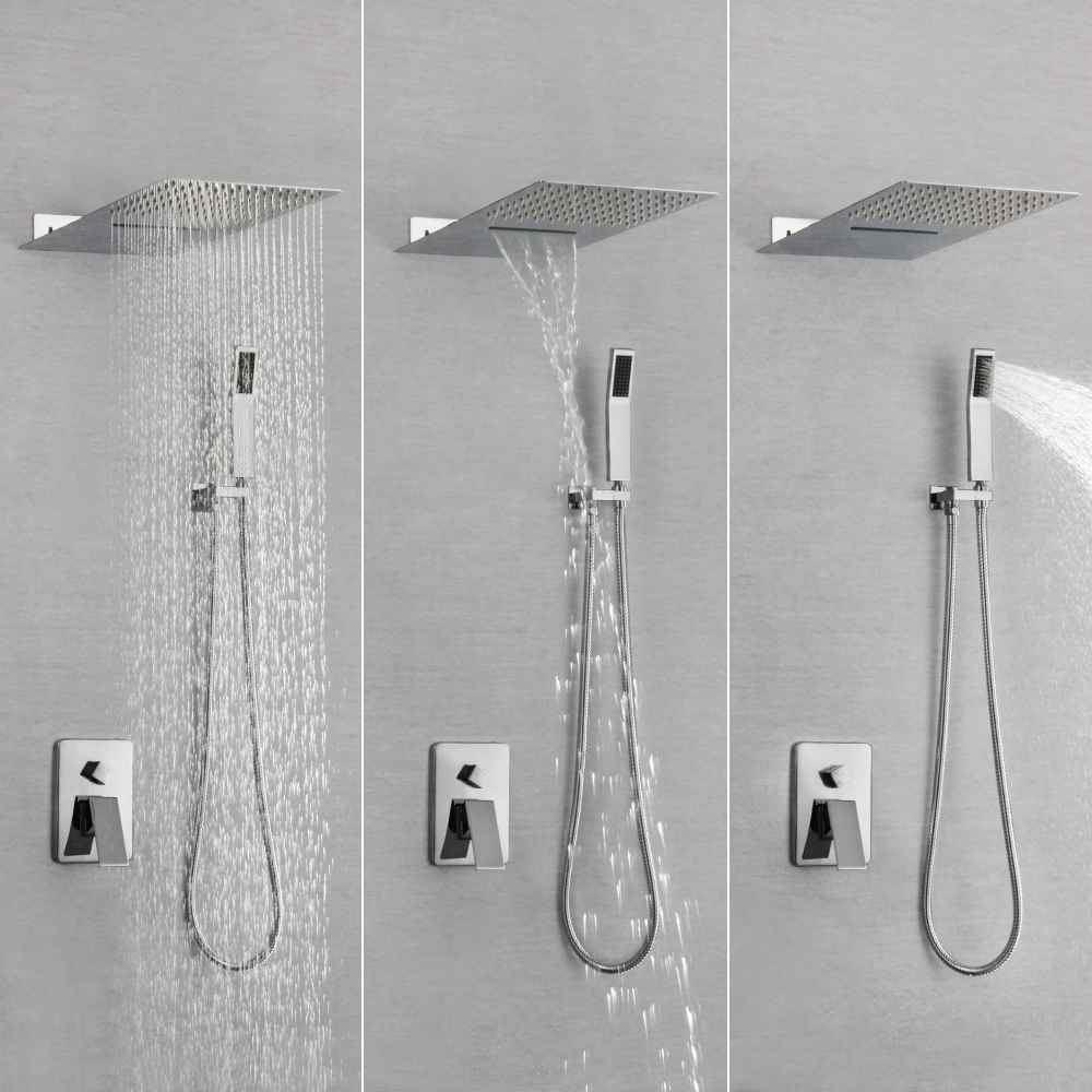 Système de douche de salle de bain skowll Moup de pointe piste de douche avec poignée, chrome poli sk-7619