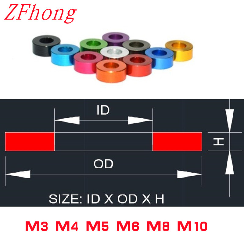 10-20 st/parti M3 M4 M5 M6 M8 M10 Corlorful aluminium platt packning bricka för RC-del