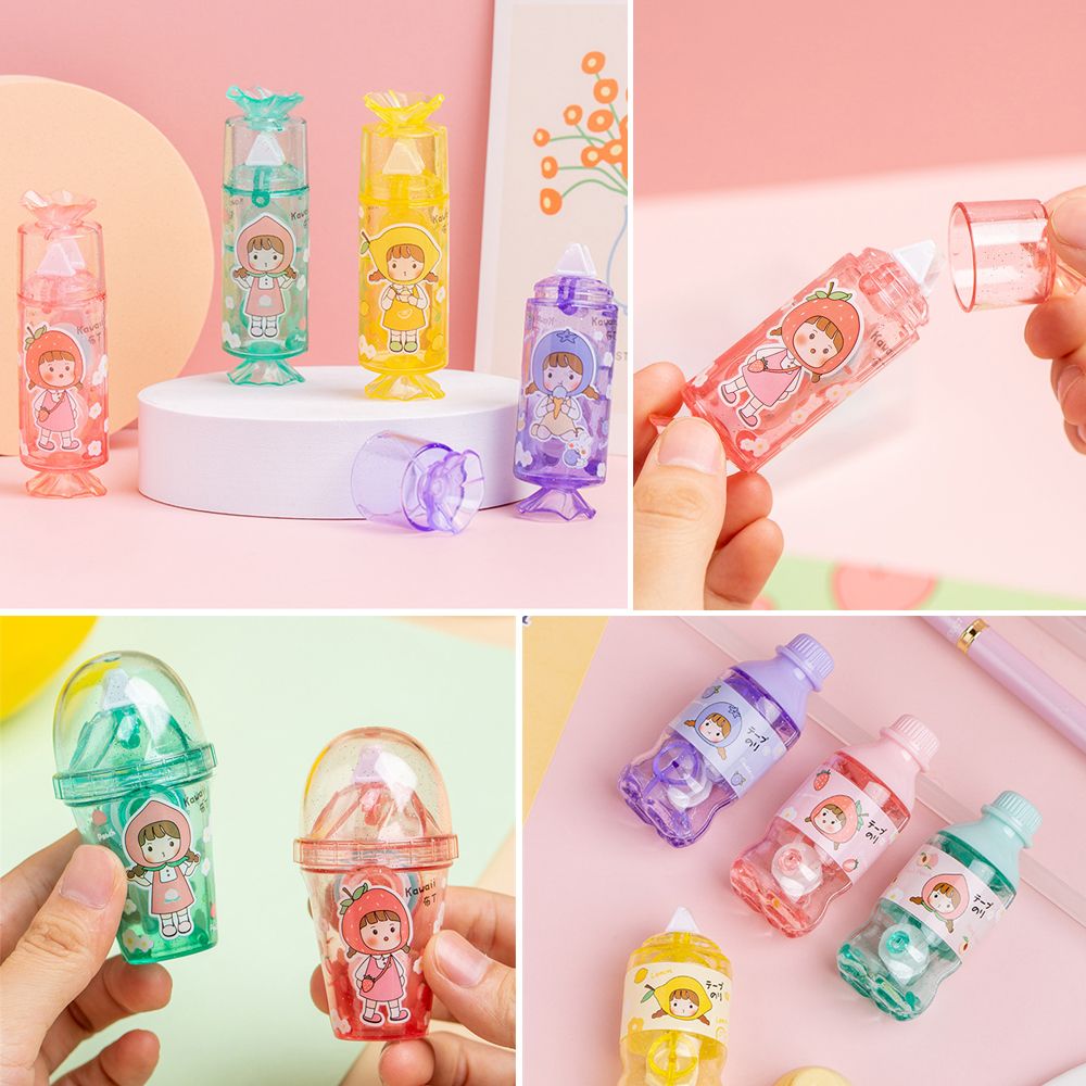 Creative Double Sided Adhesive Dots Stick Cute Milk Bottle Ice Cream Candy Cat Paw Glue Tape Stationery Office School Supplies