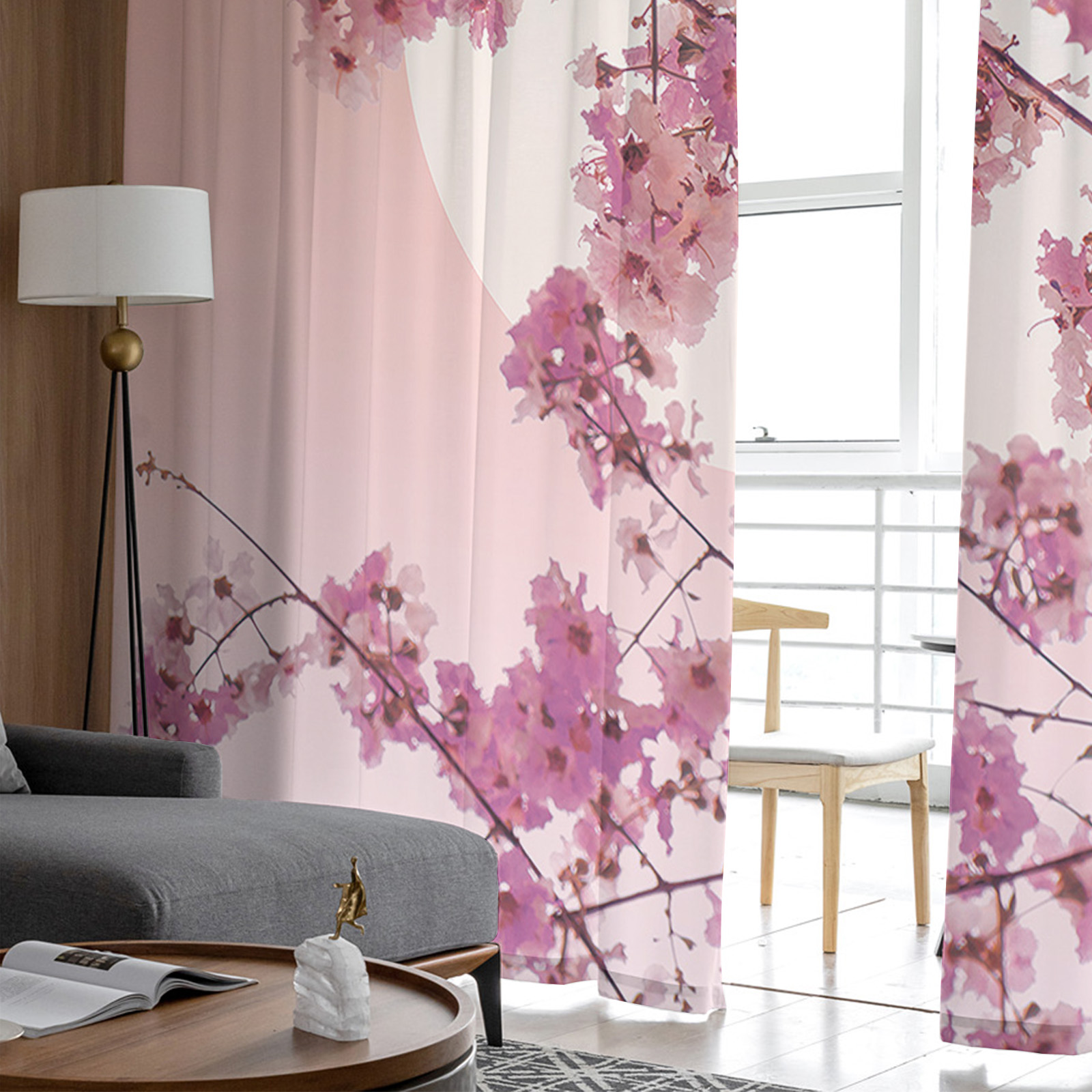 Japanse Sakura Cherry Blossoms TULLE Window Gordijn voor woonkamer Modern pure gordijn voor slaapkamer keuken gordijnen op maat