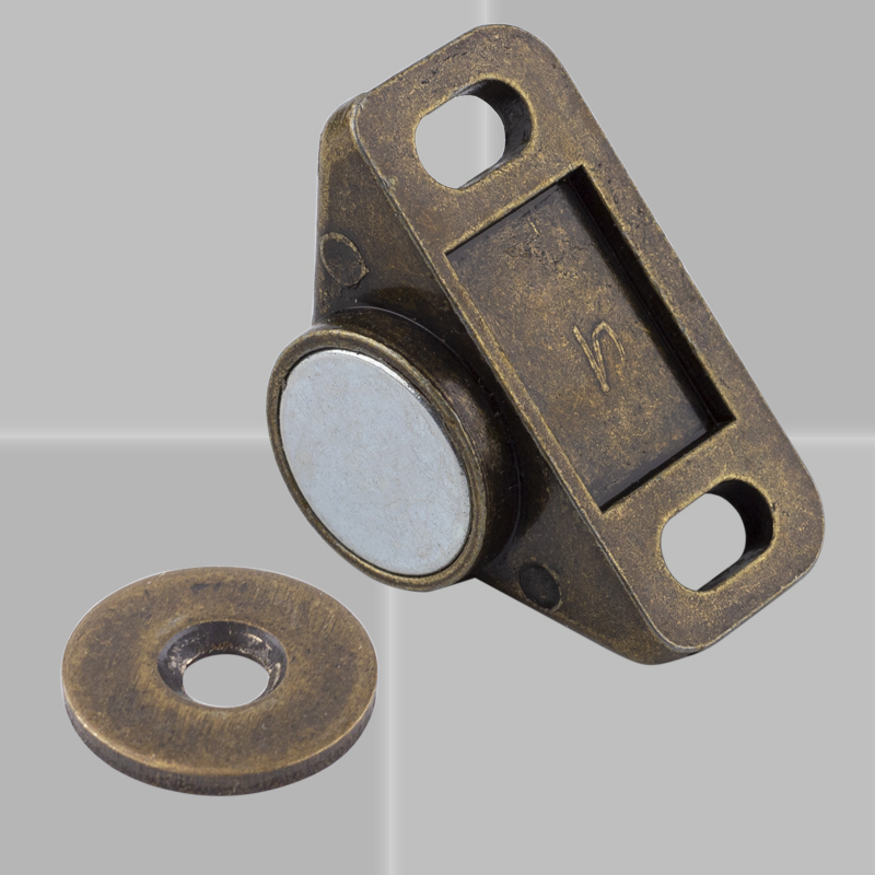 Forte magnetismo captura a tampa de porta de porta de mobília retrô acessórios de liga de zinco Bronze Neodymium Magnet Latch para armário de armário