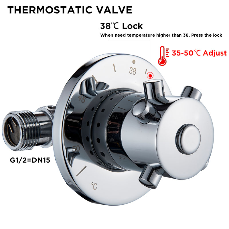 ULGKSD Thermostatic Brass Cartridge G1/2=DN15 Mixer Valve Hot Cold Water Temperature Control Mixing Bathroom Accessories