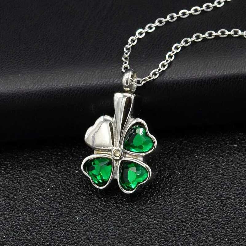 Pendant Necklaces Clover Urn Necklace for Ashes - Cremation Jewelry Keepsake Memorial Pendant Gift 240410