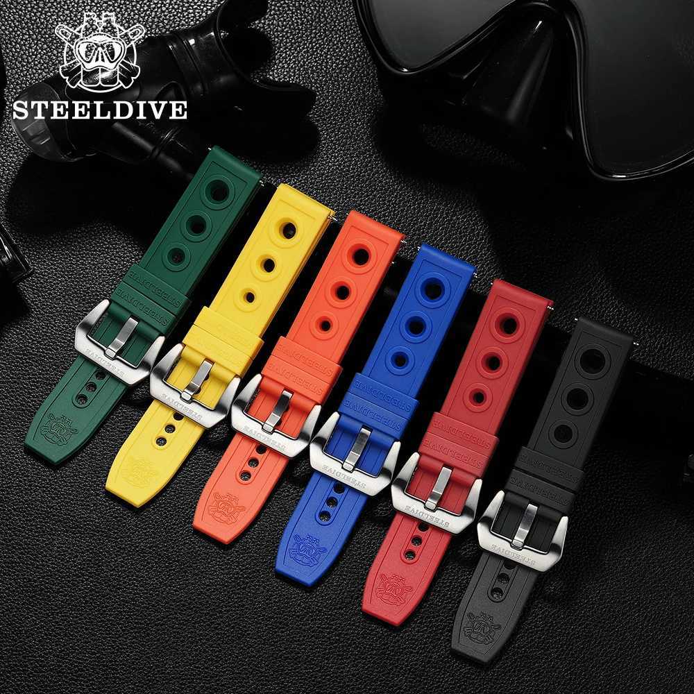 Titta på band SteelDive Automatic Mechanical Strap 20mm Replacement Watch Bands Automatiska klockarmband Dykklockor Våffelband 20/22mml2404