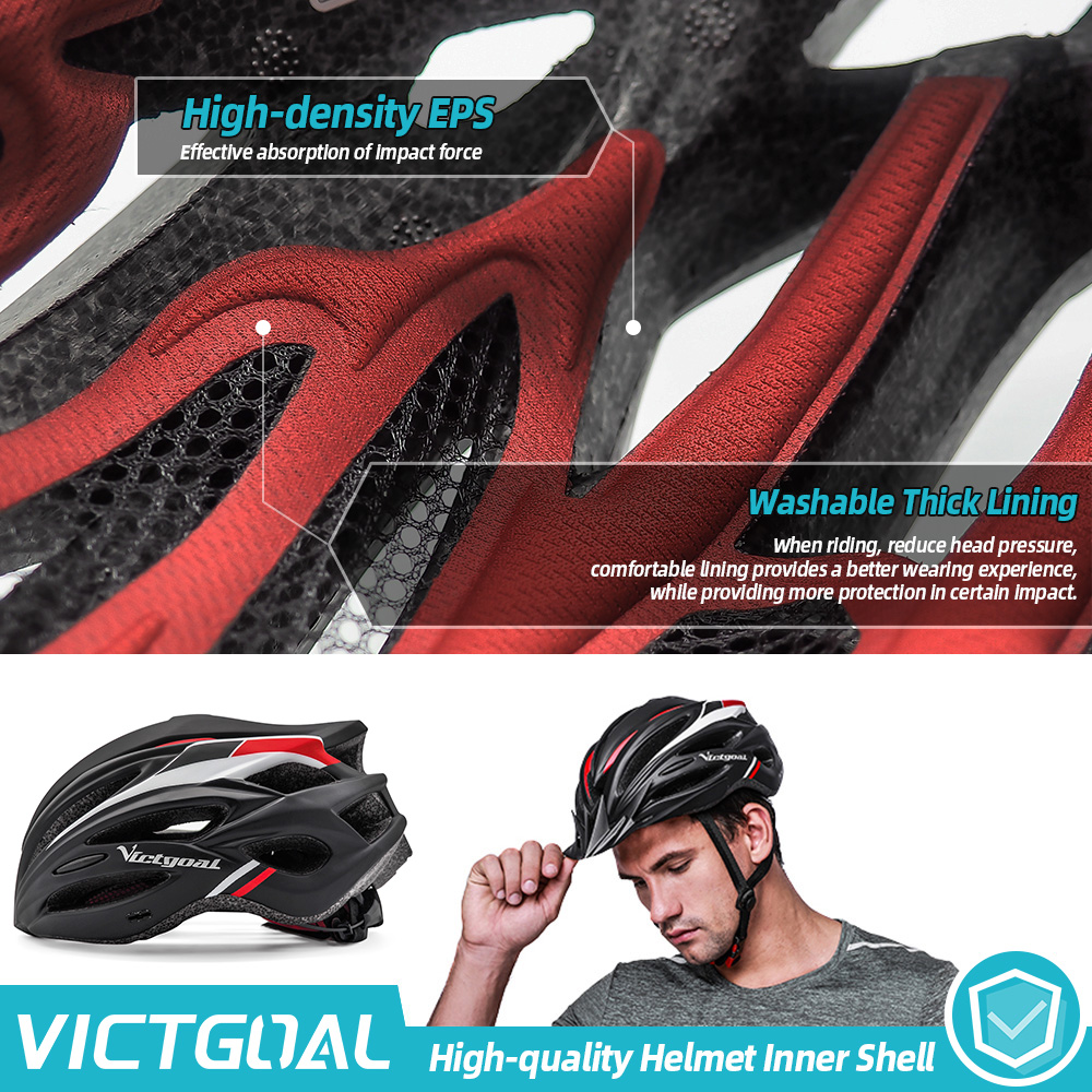 Victgoal Bike Helmet voor volwassen mannen Women Licht Licht Ultralicht Veiligheidsfiets Helmen Visor MTB Mountain Road Cycling Accessories