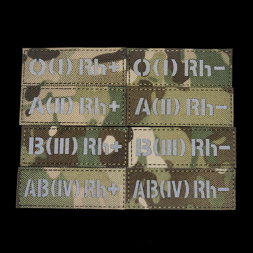 Tipo de sangre IR Patch Armband Sticker Apliques Aplication Accesorio Táctico militar O A B AB Patches de bricolaje reflectantes