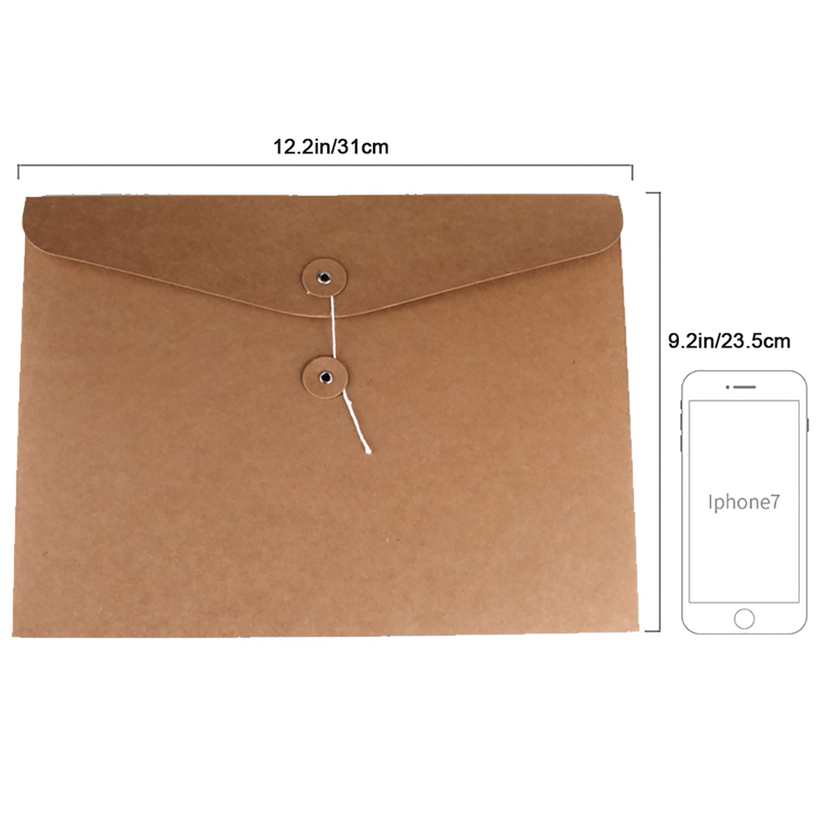 A4 Kraft String Enveloppe Folder Pocket for Office Projects Contrats Bills File Fichier Document Holder Fichier Organisateur